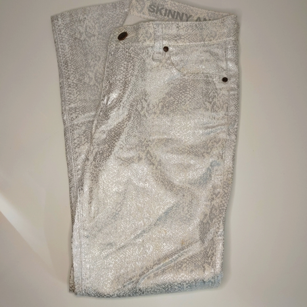 NY & Co Skinny Ankle Low Rise JeansMetallic PythonSize 2